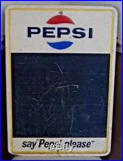 Vintage Metal PEPSI Sign Menu Tin Restaurant Chalk Board Soda Say Pepsi Please