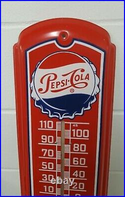 Vintage Metal Pepsi-Cola Soda Thermometer Advertising Sign 27 Rare Condition