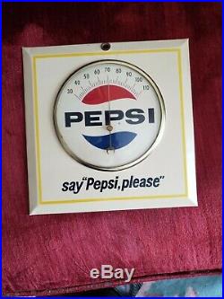 Vintage Metal Pepsi Cola Thermometer Say Pepsi Please