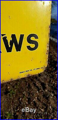 Vintage Metal Pioneer Chain Saw Outboard Gas Oil Flange Sign Chainsaw 22x18