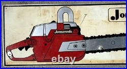Vintage Metal Rare Jonsereds Chain Saw Outboard Gas Oil Sign Chainsaw 26 by 10