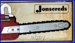 Vintage Metal Rare Jonsereds Chain Saw Outboard Gas Oil Sign Chainsaw 26 by 10