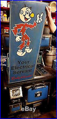 Vintage Metal Reddy Kilowatt Electric Utiliy Sign With Graphic 41inX16in