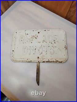 Vintage Metal Replace Divots Sign White Golf Course RARE 1950s