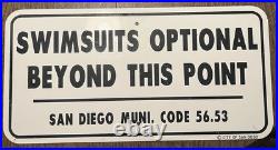 Vintage Metal San Diego Swimsuits Optional Beyond This Point Code 56.53 24x12