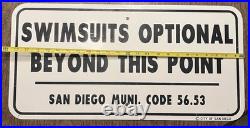 Vintage Metal San Diego Swimsuits Optional Beyond This Point Code 56.53 24x12