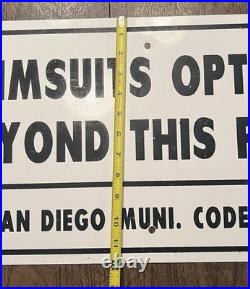 Vintage Metal San Diego Swimsuits Optional Beyond This Point Code 56.53 24x12