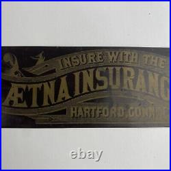 Vintage Metal Sign Aetna Life Insurance Two Sided Advertising Hartford CT
