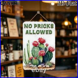 Vintage Metal Sign Aluminum Gardening Cactus Flowers Rocks Patio Decor
