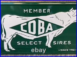 Vintage Metal Sign COBA Cattle Selected Sires Sign Farm Ranch Cow Sign 17 1/2