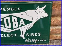 Vintage Metal Sign COBA Cattle Selected Sires Sign Farm Ranch Cow Sign 17 1/2