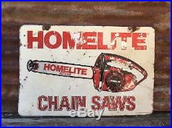 Vintage Metal Sign Homelite Chain Saw Sales & Service Double Sided Chainsaw