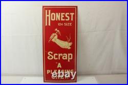 Vintage Metal Sign Honest Scrap A Pleasing Chew Tobacco Advertising Sign 20 x 9