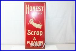 Vintage Metal Sign Honest Scrap A Pleasing Chew Tobacco Advertising Sign 20 x 9