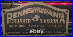 Vintage Metal Sign Pa. Crusher Division Bath Iron Works, West Chester, Pa