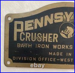 Vintage Metal Sign Pa. Crusher Division Bath Iron Works, West Chester, Pa