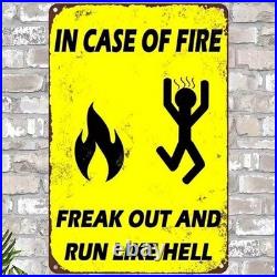 Vintage Metal Sign Run Like Hell Freak Out Aluminum Sign 8x12 Inches