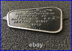 Vintage Metal Sign The Manufacturers Equipment Company Dayton Ohio