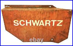 Vintage Metal Steel Painted Red Schwartz One Sided Business Sign Advertising