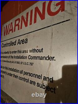 Vintage Metal Warning Controlled Area Sign 36 X 30 IN