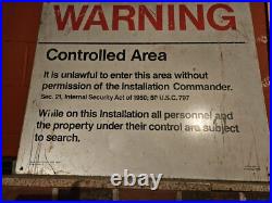 Vintage Metal Warning Controlled Area Sign 36 X 30 IN