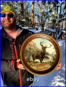 Vintage Metal pre prohibition Hinckels Beer Brewery Beer Elk Tray sign Nh Ny MA