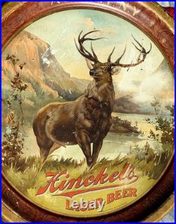 Vintage Metal pre prohibition Hinckels Beer Brewery Beer Elk Tray sign Nh Ny MA