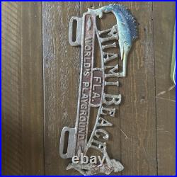 Vintage Miami Beach Worlds Playground License Plate Topper 1950's