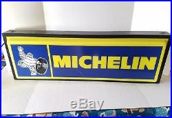 Vintage Michelin Man Tires Double Sided 36 Lighted Metal Sign Works