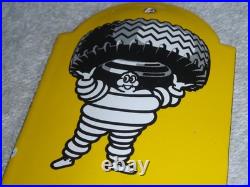 Vintage Michelin Tires Man 11 3/4 Porcelain Metal Gasoline Oil Thermometer Sign