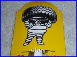 Vintage Michelin Tires Man 11 3/4 Porcelain Metal Gasoline Oil Thermometer Sign