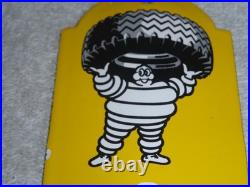 Vintage Michelin Tires Man 11 3/4 Porcelain Metal Gasoline Oil Thermometer Sign