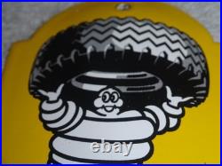 Vintage Michelin Tires Man 11 3/4 Porcelain Metal Gasoline Oil Thermometer Sign