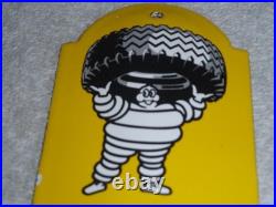 Vintage Michelin Tires Man 11 3/4 Porcelain Metal Gasoline Oil Thermometer Sign