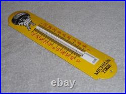 Vintage Michelin Tires Man 11 3/4 Porcelain Metal Gasoline Oil Thermometer Sign