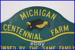 Vintage Michigan Centennial Farm Historical Commission Metal Sign Detroit Edison