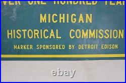 Vintage Michigan Centennial Farm Historical Commission Metal Sign Detroit Edison