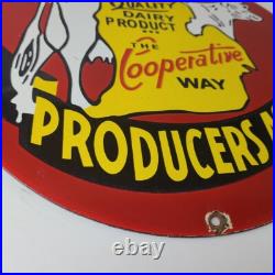 Vintage Michigan Milk Sign Dairy Cow Porcelain Diner Gas Pump Sign
