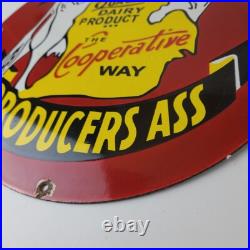 Vintage Michigan Milk Sign Dairy Cow Porcelain Diner Gas Pump Sign