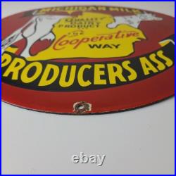 Vintage Michigan Milk Sign Dairy Cow Porcelain Diner Gas Pump Sign