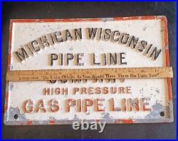 Vintage Michigan Wisconsin Pipeline Company Gas Pipeline Cast Metal Sign Marker