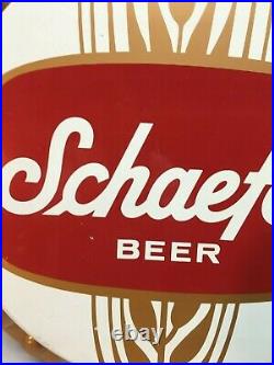Vintage Mid Century Schaefer Beer Metal Bottle Cap Wall Sign 18in Diameter