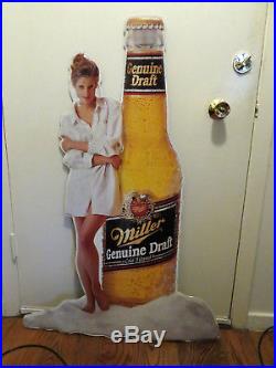 Vintage Miller Genuine Draft Beer Woman Original Metal Sign Man Cave Display 47