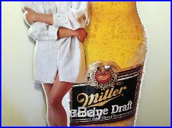 Vintage Miller Genuine Draft Beer Woman Original Metal Sign Man Cave Display 47