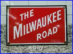 Vintage Milwaukee Road Railway Porcelain Sign Old Metal Train Railroad USA Rail