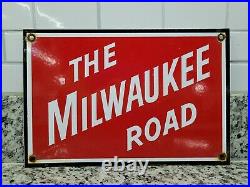 Vintage Milwaukee Road Railway Porcelain Sign Old Metal Train Railroad USA Rail