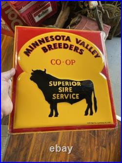 Vintage Minnesota Valley Breeders Co-op Farm Metal Sign Bull Cow Graphics 12X13