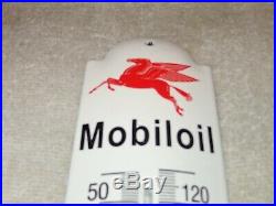 Vintage Mobil & Gargoyle 11 3/4 Porcelain Metal Gasoline & Oil Thermometer Sign