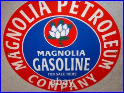 Vintage Mobil Magnolia Petroleum Co 11 3/4 Porcelain Metal Gasoline & Oil Sign