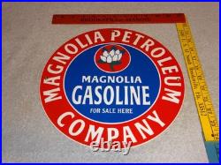 Vintage Mobil Magnolia Petroleum Co 11 3/4 Porcelain Metal Gasoline & Oil Sign